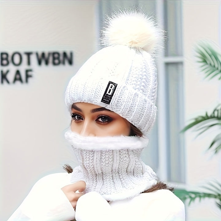 Lila | Cozy Knit Beanie & Fleece-Lined Scarf Set