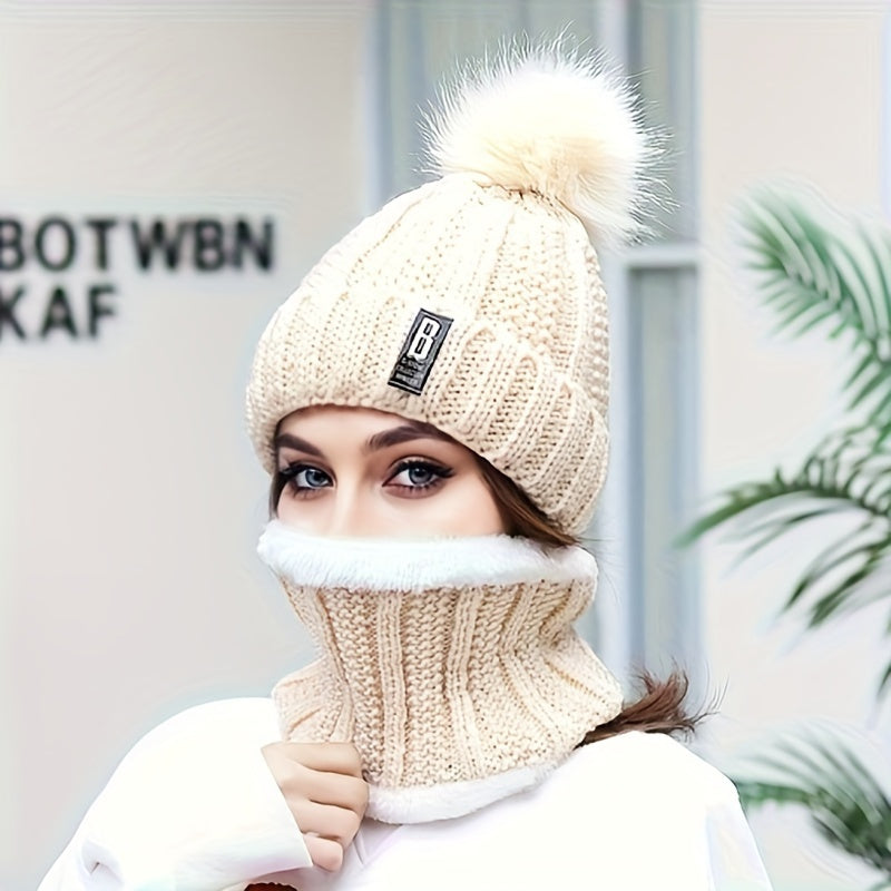 Lila | Cozy Knit Beanie & Fleece-Lined Scarf Set