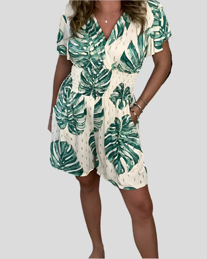 Vaynara | Floral Polka Dot Pocket Romper