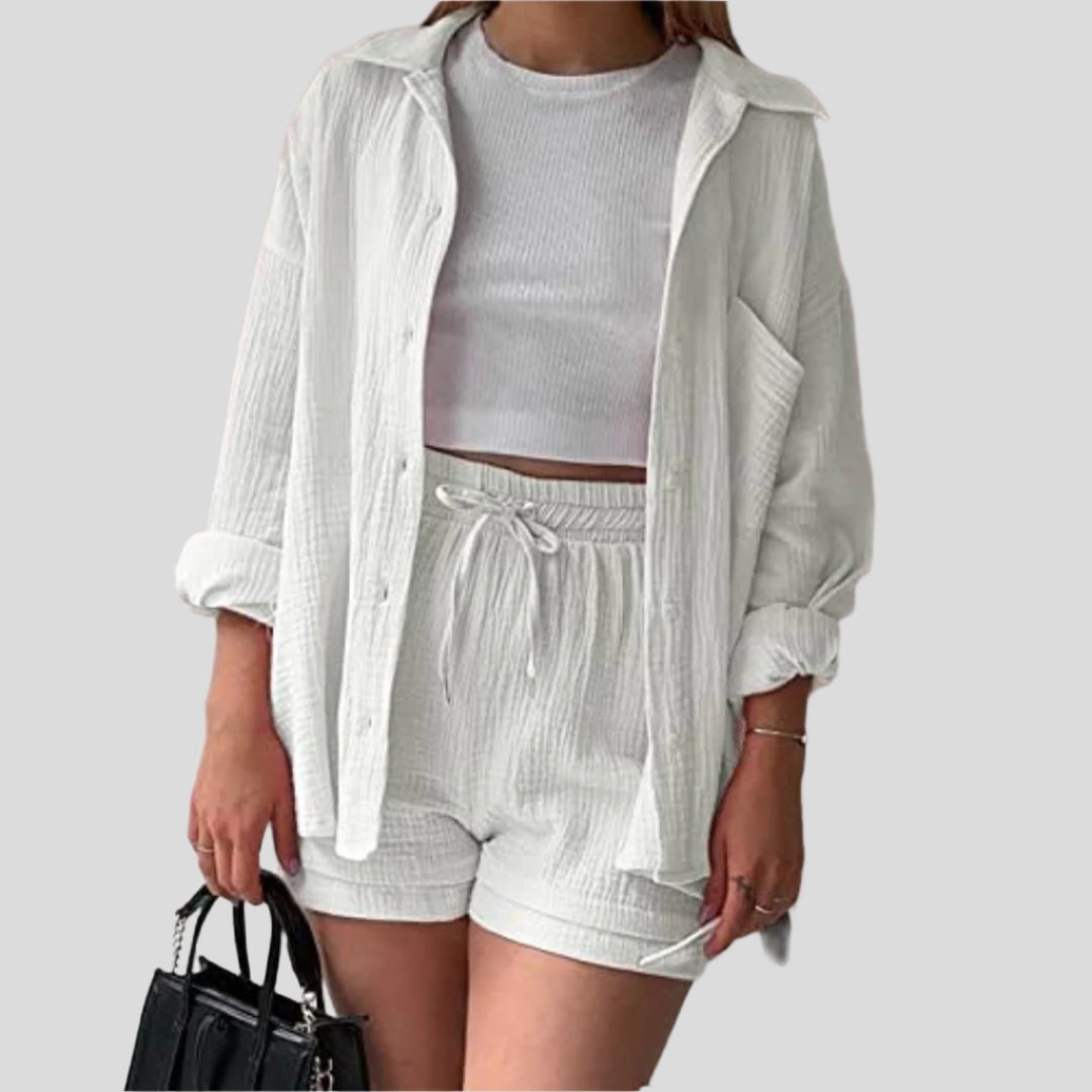 Adélie | 2-Piece Cotton Shirt & Shorts Set