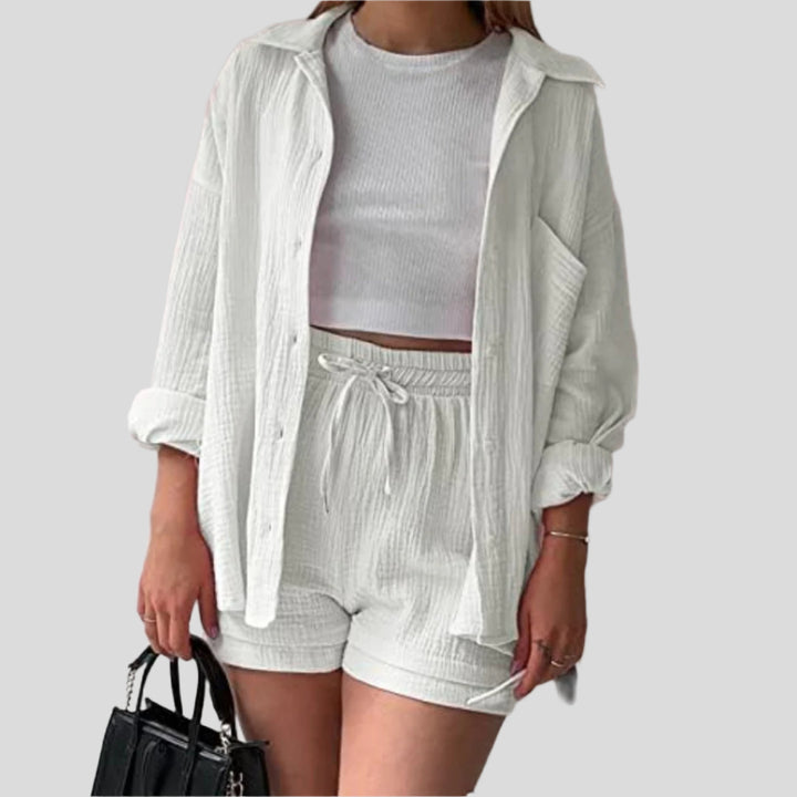 Adélie | 2-Piece Cotton Shirt & Shorts Set
