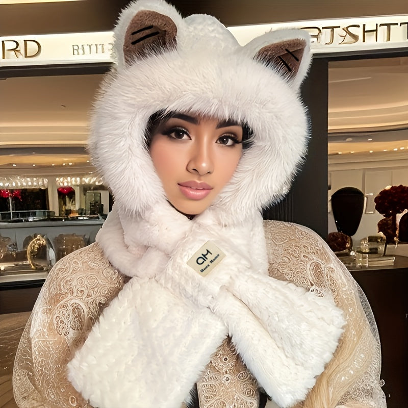 Bella | Cozy Plush Animal Ears Hooded Scarf