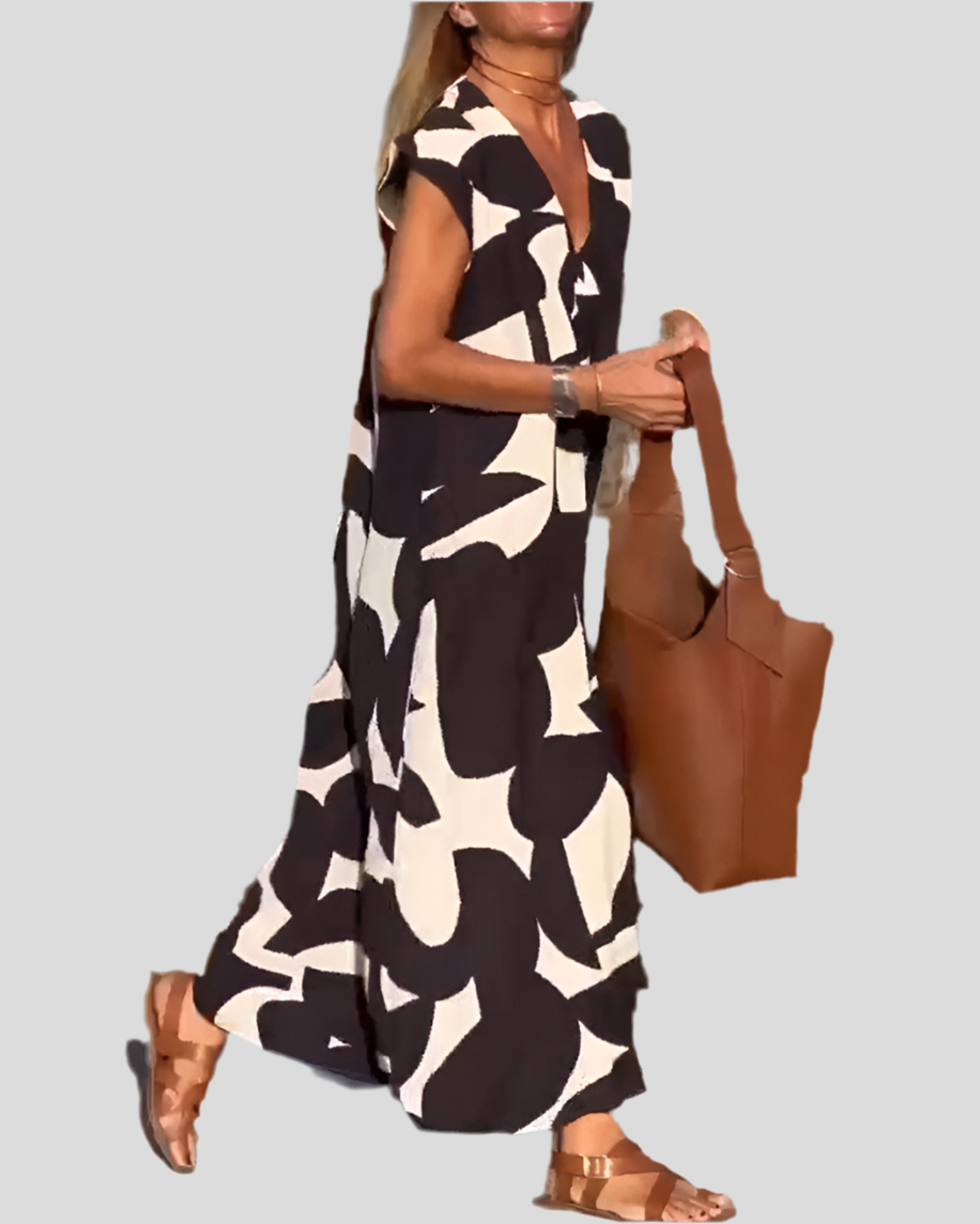 Sita | Dress with print and V-neckline