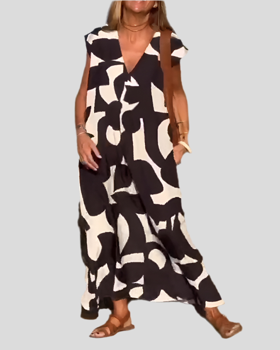 Sita | Dress with print and V-neckline