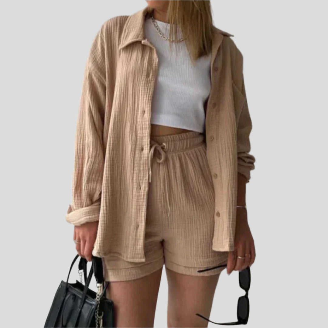 Adélie | 2-Piece Cotton Shirt & Shorts Set