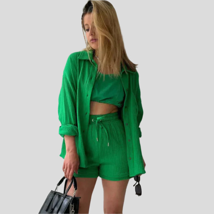 Adélie | 2-Piece Cotton Shirt & Shorts Set