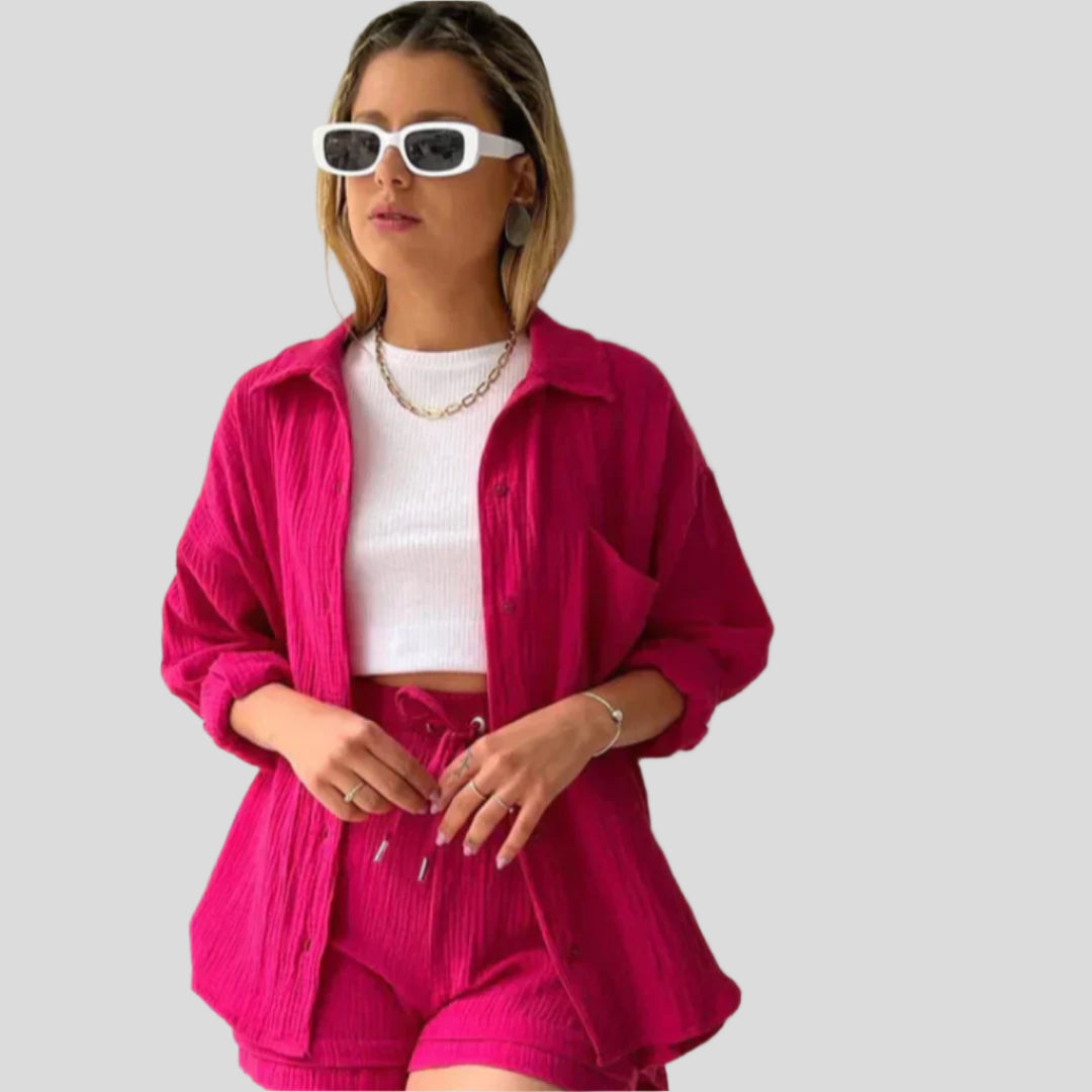 Adélie | 2-Piece Cotton Shirt & Shorts Set