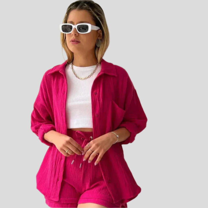 Adélie | 2-Piece Cotton Shirt & Shorts Set