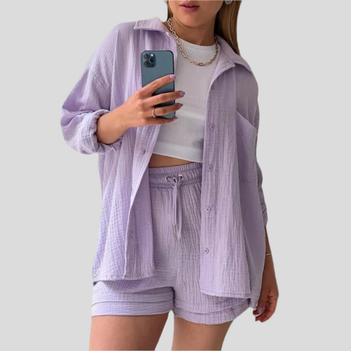 Adélie | 2-Piece Cotton Shirt & Shorts Set