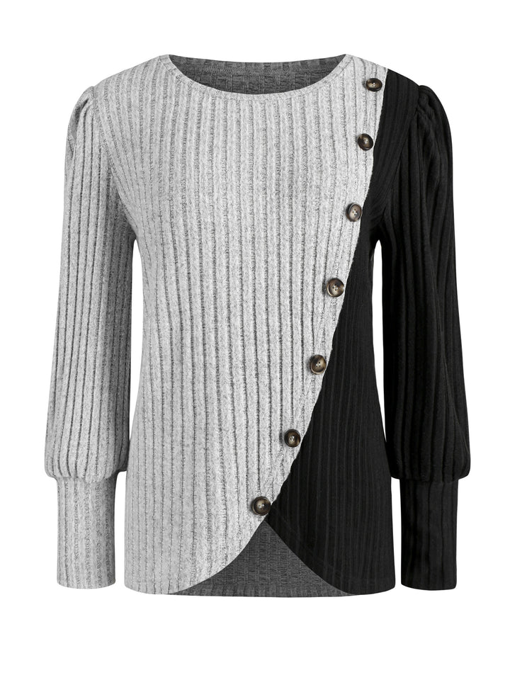 Olivia | Asymmetrical Buttoned Sweater