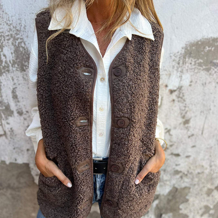 Bella | Women's Winter Vest in Soft Wool with Buttons